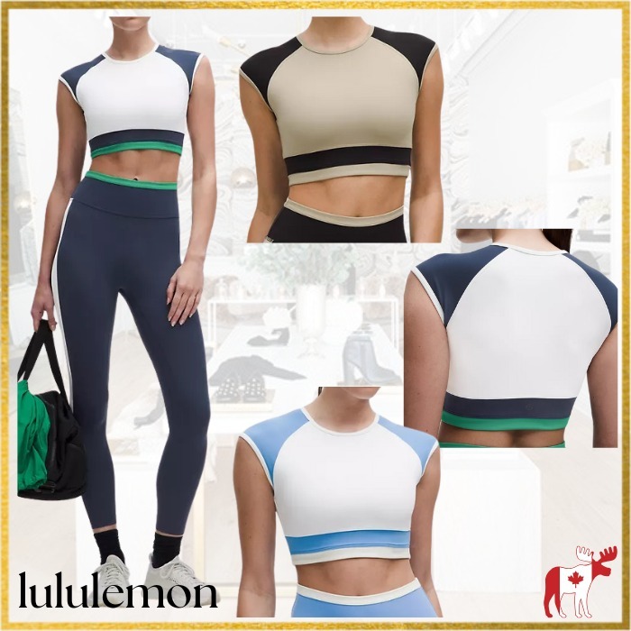★lululemon★レトロ★柔らかNulu★カップ付クロップ丈Tシャツ★