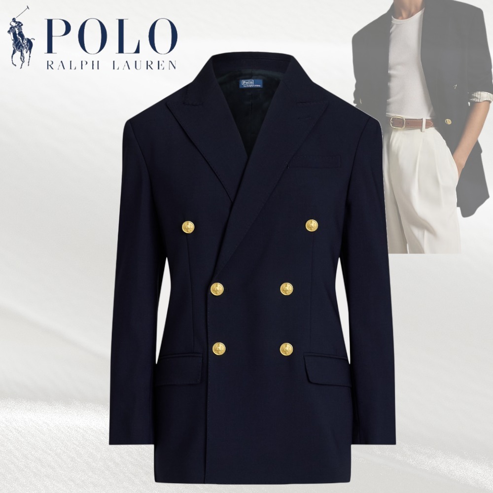 【POLO RALPHLAUREN】ダブルブレステッドストレッチウールブレザ