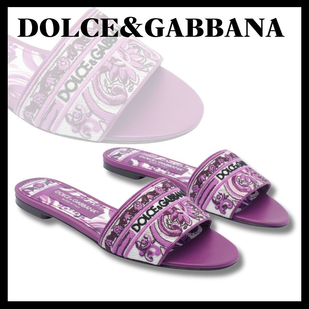 関税送料込☆【Dolce & Gabbana】マヨリカ DGロゴ スライド