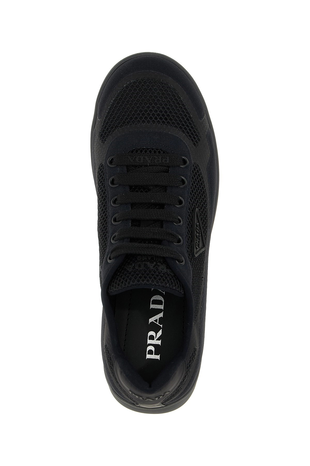 【新作】PRADA メッシュスニーカー ブラック 厚底ロゴ入り