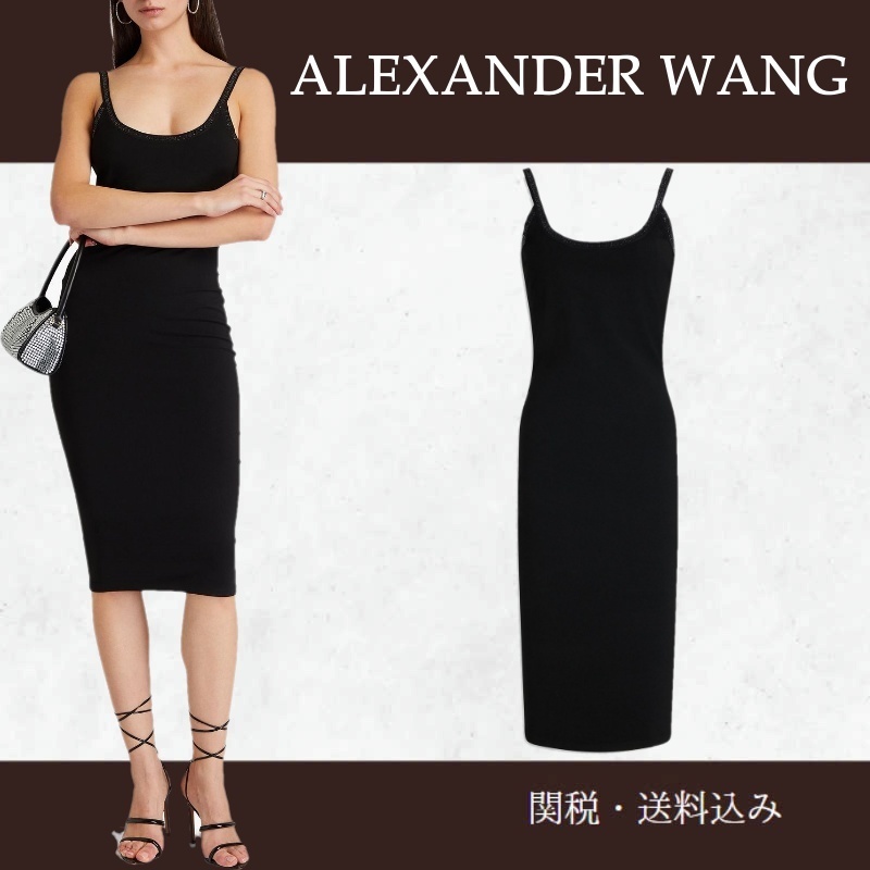 AlexanderWang★ ジャージー スリップドレス クリスタル付き