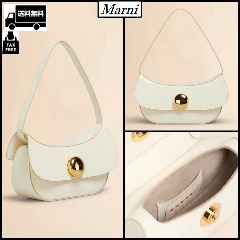【MARNI】クリーム レザー製 Butterfly スモール ホーボーバッグ