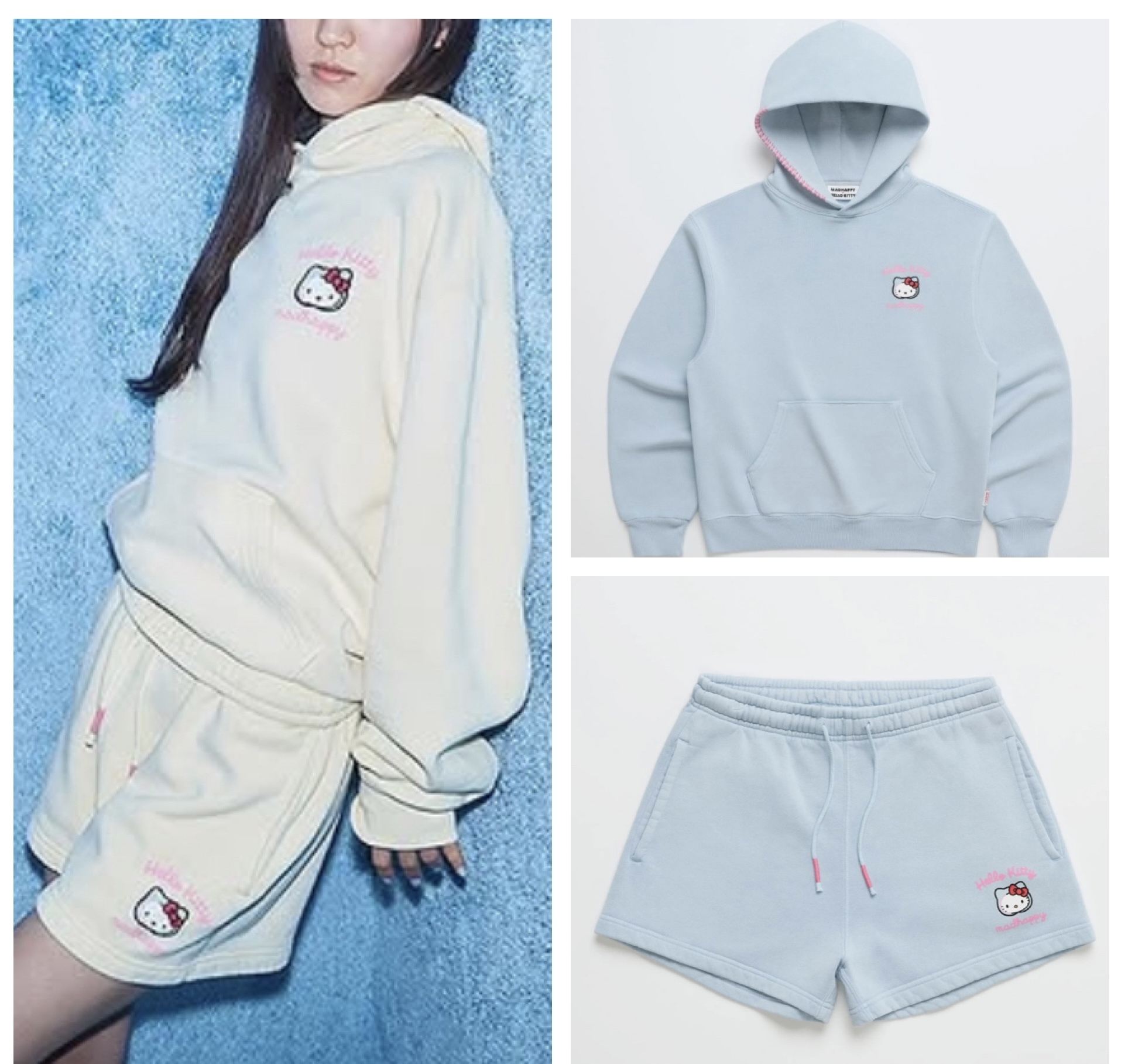 送関無料◆Madhappy × キティちゃん フリースセットアップ 2色