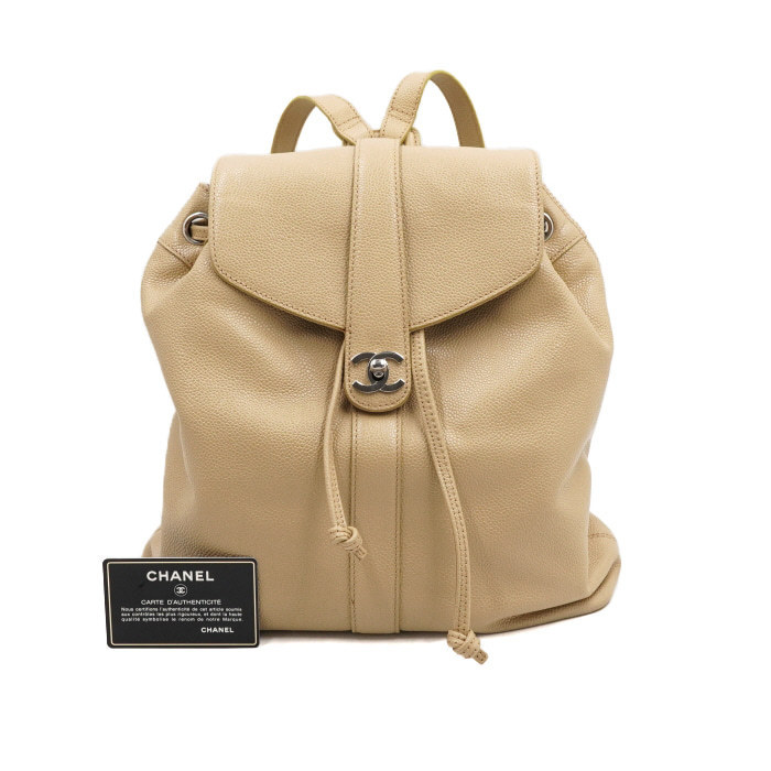 Chanel(シャネル)A14194ベージュキャビア シルバー