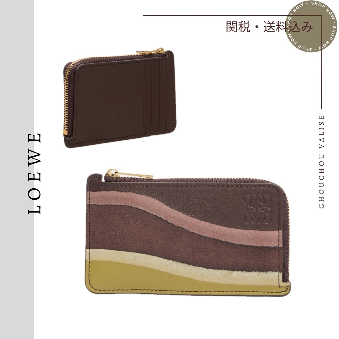 【Loewe】Landscape レザー カードホルダー ブラウン×グリーン
