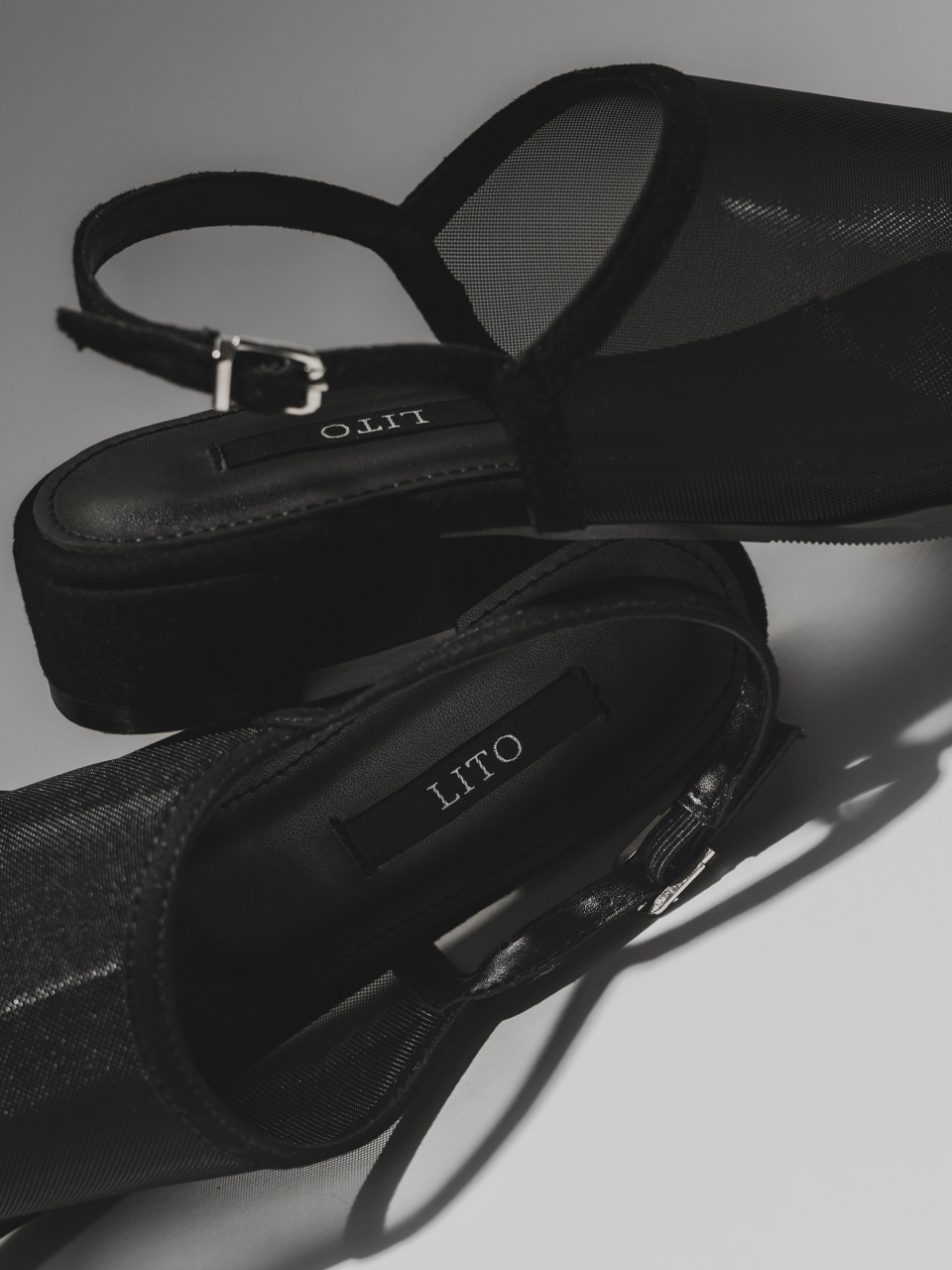 ●LITO● Dofman slingback sandals - Mesh Black / 2.5cm