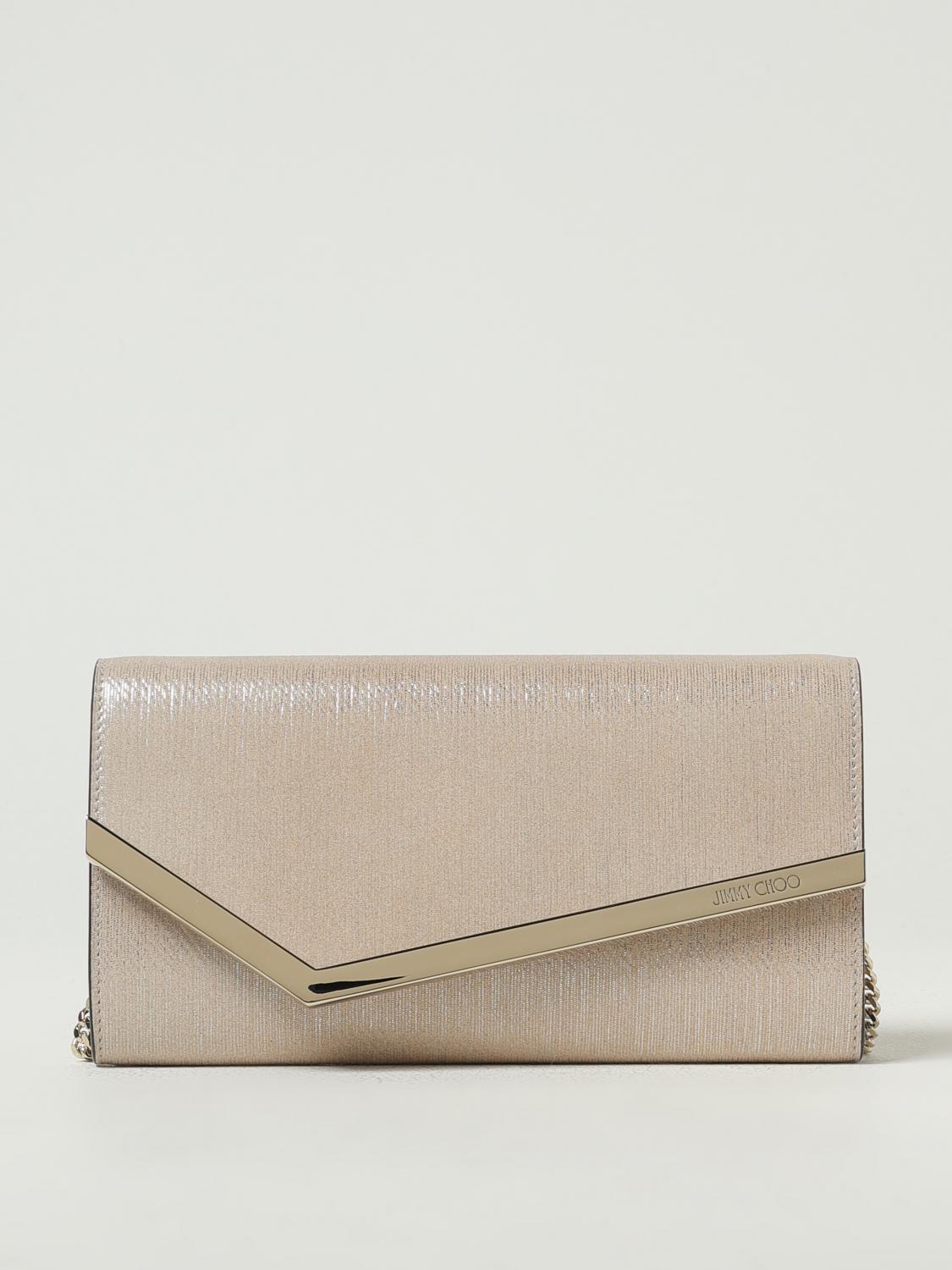 クラッチバッグ JIMMY CHOO Woman Clutch Brown EMMIEHRK SOFT GOLD