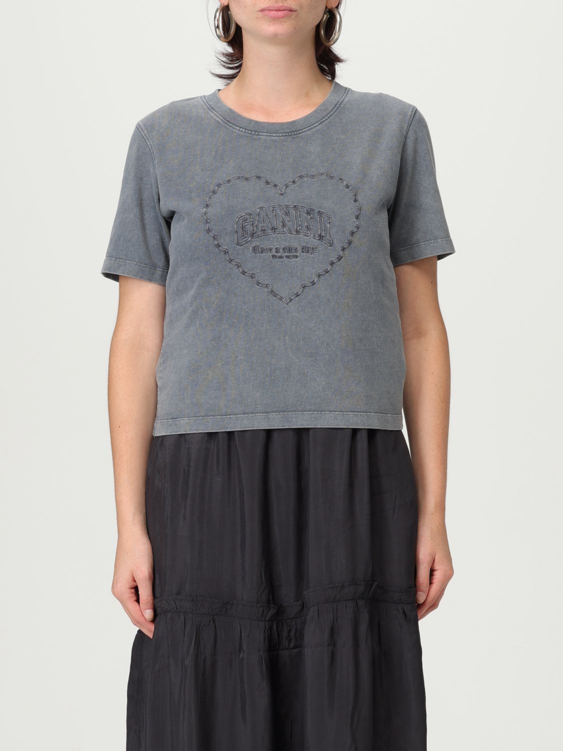 Tシャツ・カットソー GANNI Woman T-Shirt Grey T4254 252