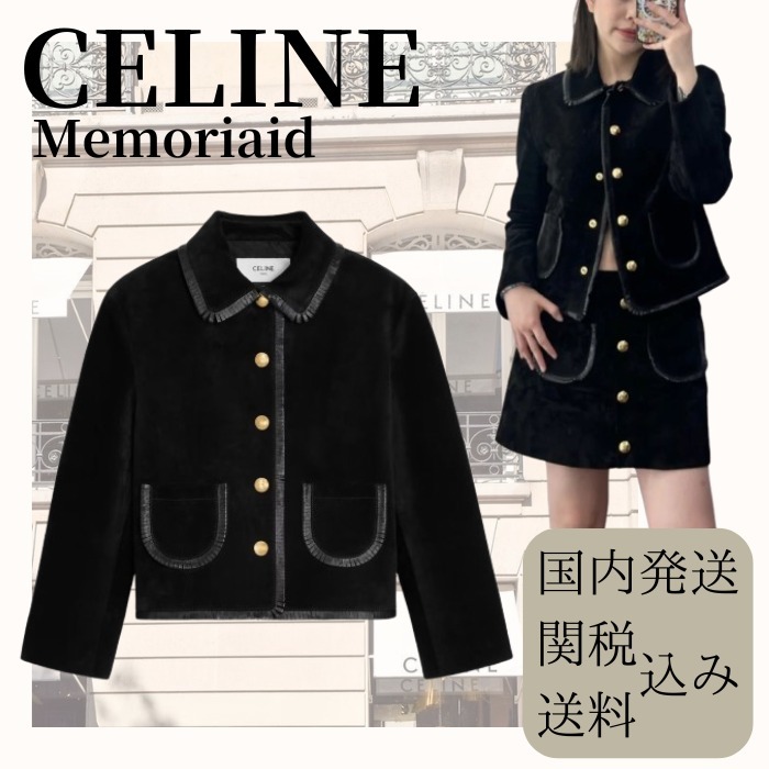【クールに♪】CELINE ストレート ブルゾン スエード ブラック