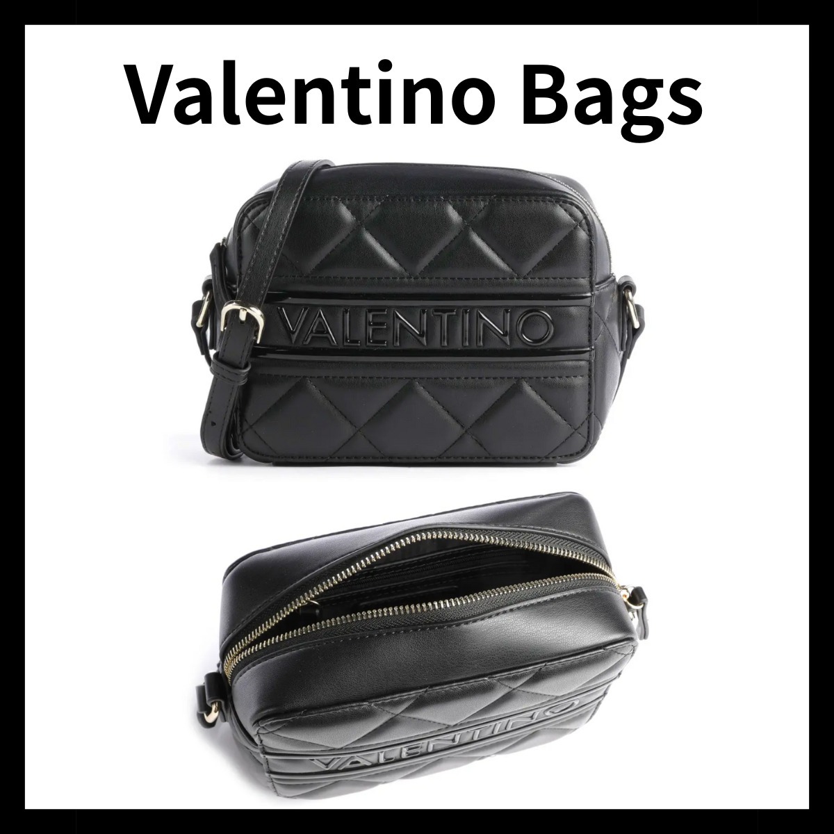人気【Valentino Bags】Ada ロゴ キルト クロスボディ バッグ 黒