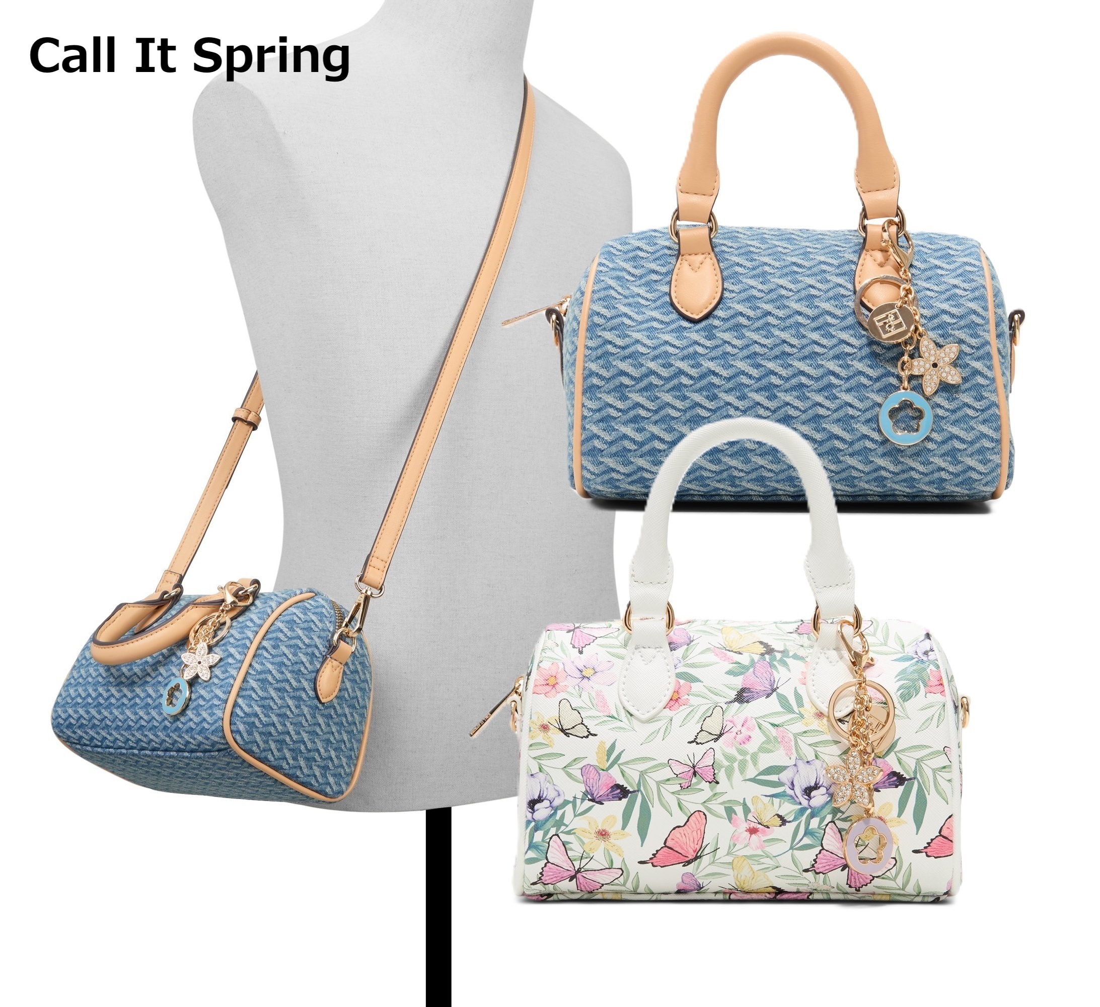 【Call It Spring】バタフライ／花柄 2WAY サッチェルバッグ