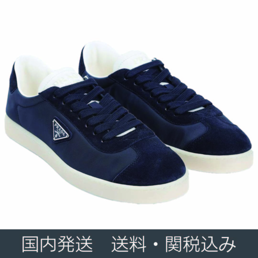 【ギフト包装可】PRADA レーン スエード スニーカー ネイビー