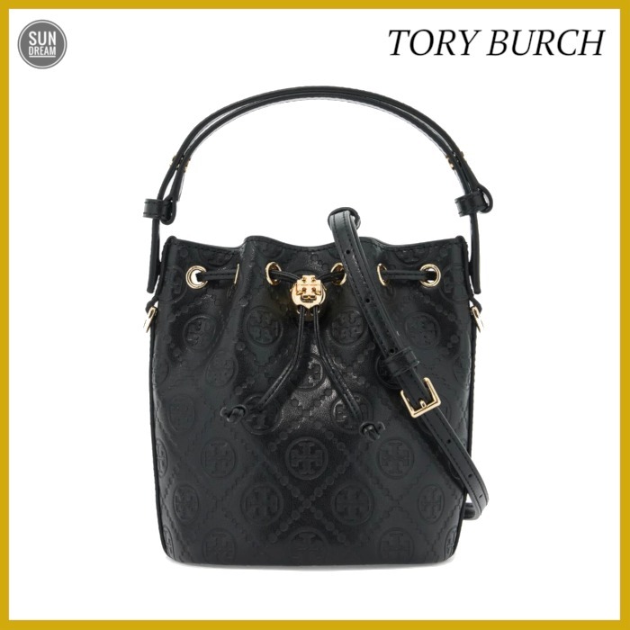 ”Tory Burch” Tモノグラム レザー ミニ バケットバッグ