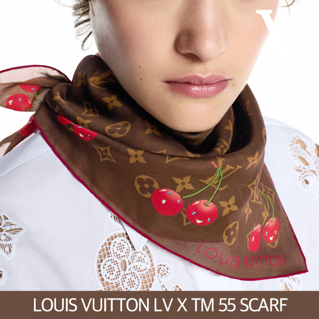 【LOUIS VUITTON】ルイヴィトン カレ55 モノグラム チェリー