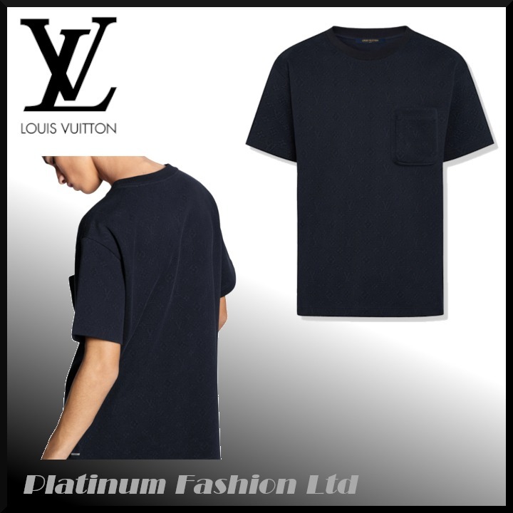 【LOUIS VUITTON】Monogram 3D Pocket Cotton T Shirt Dark Blue