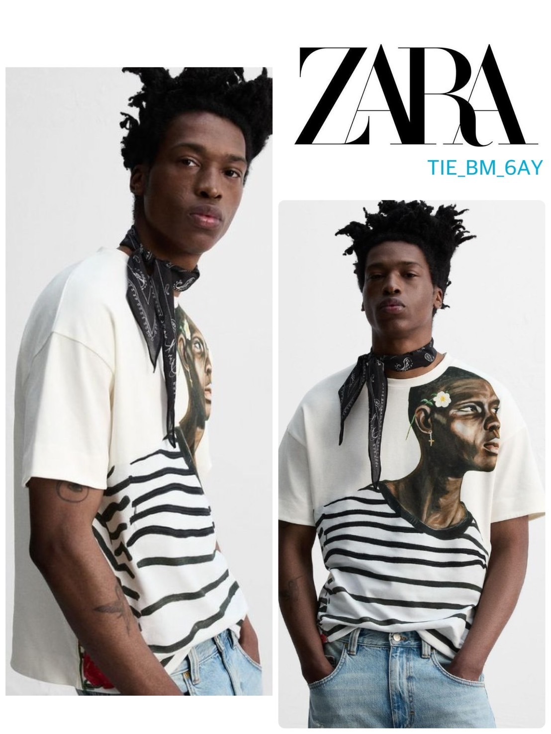 スペイン発送 ZARA 刺繍プリントTシャツ OTIS KWAME KYE QUAICOE