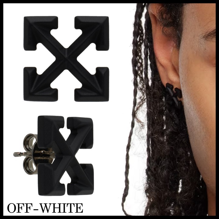 関税送料込◆OFF-WHITE ◆アロー Arrow Mono シングルピアス 黒