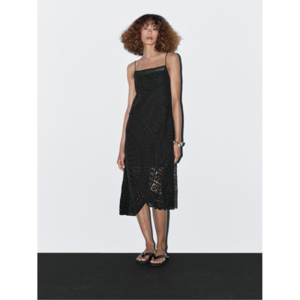 ★ Massimo Dutti★ 100% Cotton Crochet Midi Dress 066405858