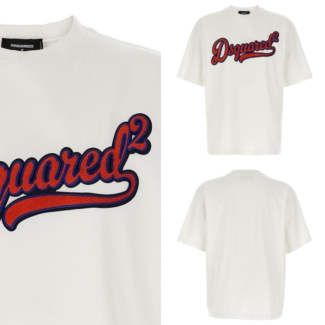 数量限定入荷【D SQUARED2】ロゴパッチ入りホワイトTシャツ