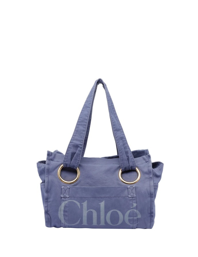 CHLOE クロエ  ラージトートバッグ（ブルーコットン）