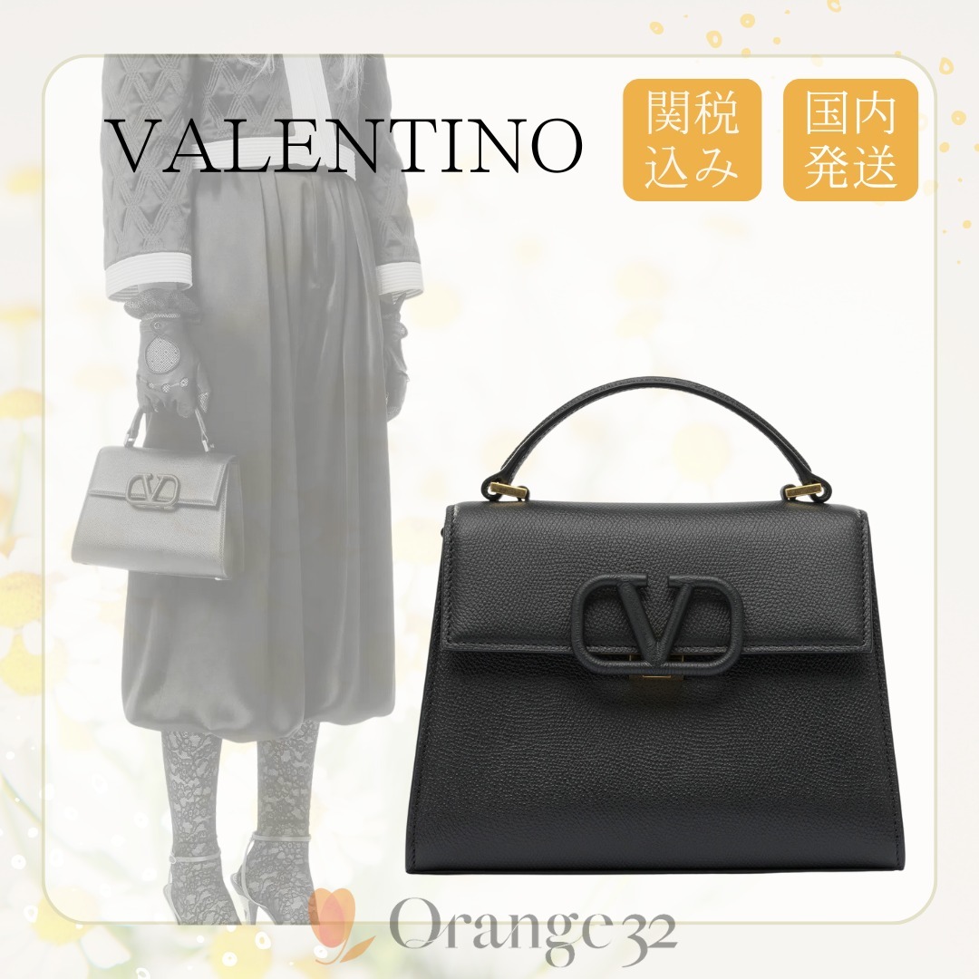 【VALENTINO】スモール Vスリング ハンド バッグ ブラック