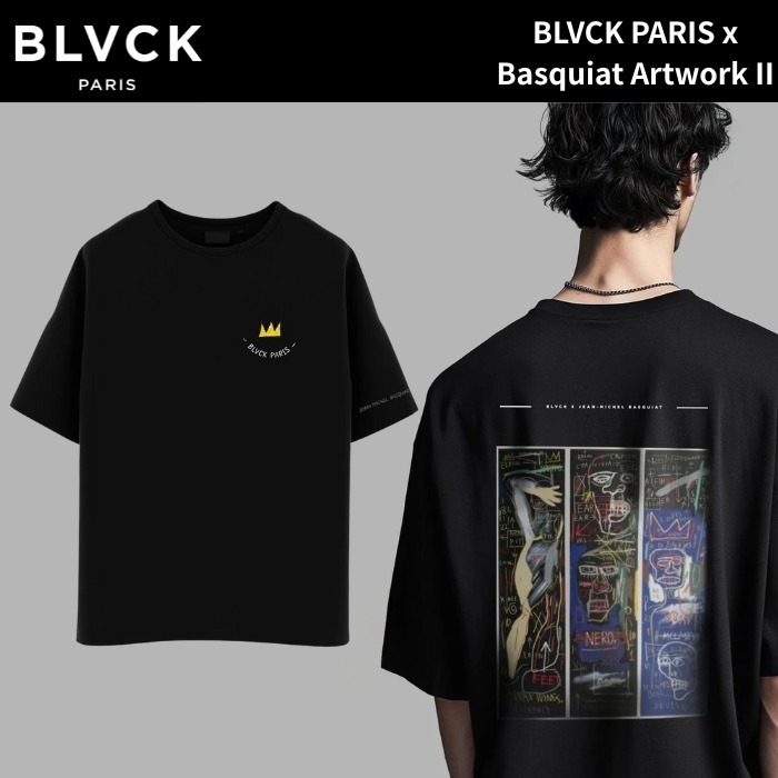 【BLVCK PARIS】× Basquiat 限定アートTシャツ 黒 メンズ