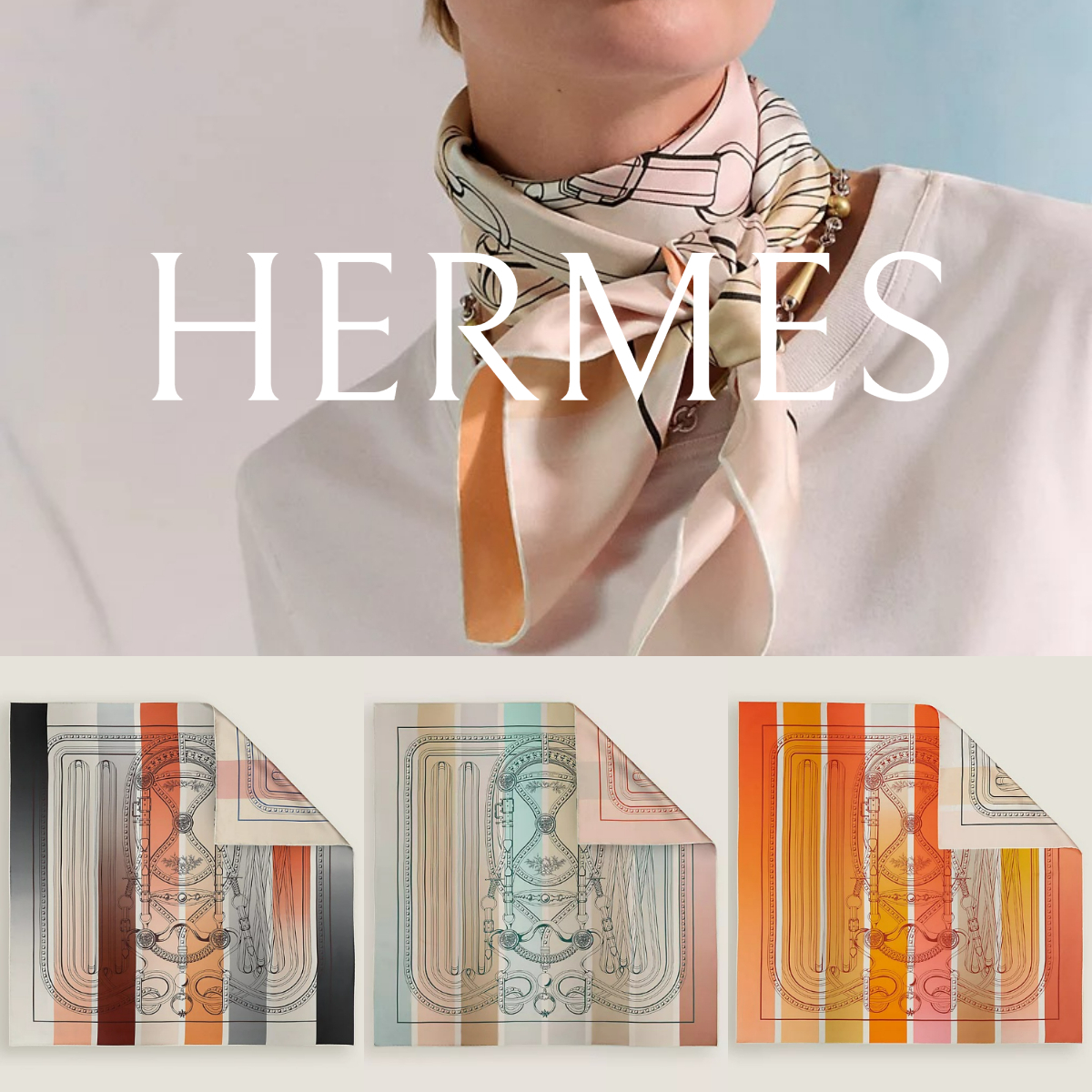 HERMES*カレ 90 【 グランド トラララ】リバーシブル スカーフ