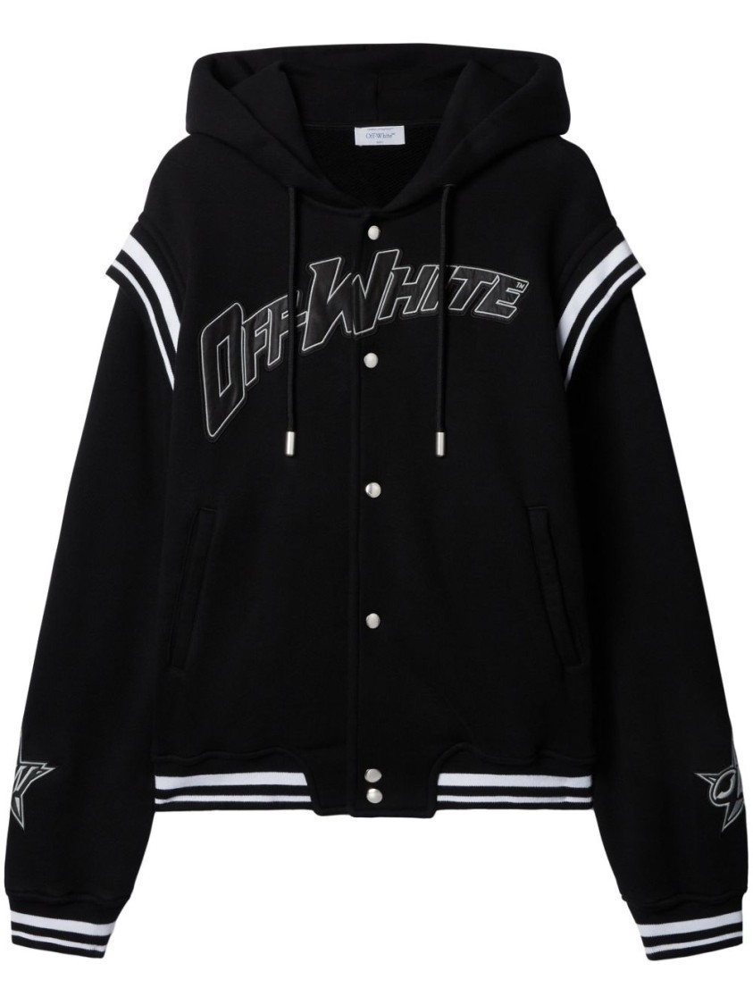パーカー・フーディ Off-White Black Varsity Sweatshirt With Press-Stud Fastening