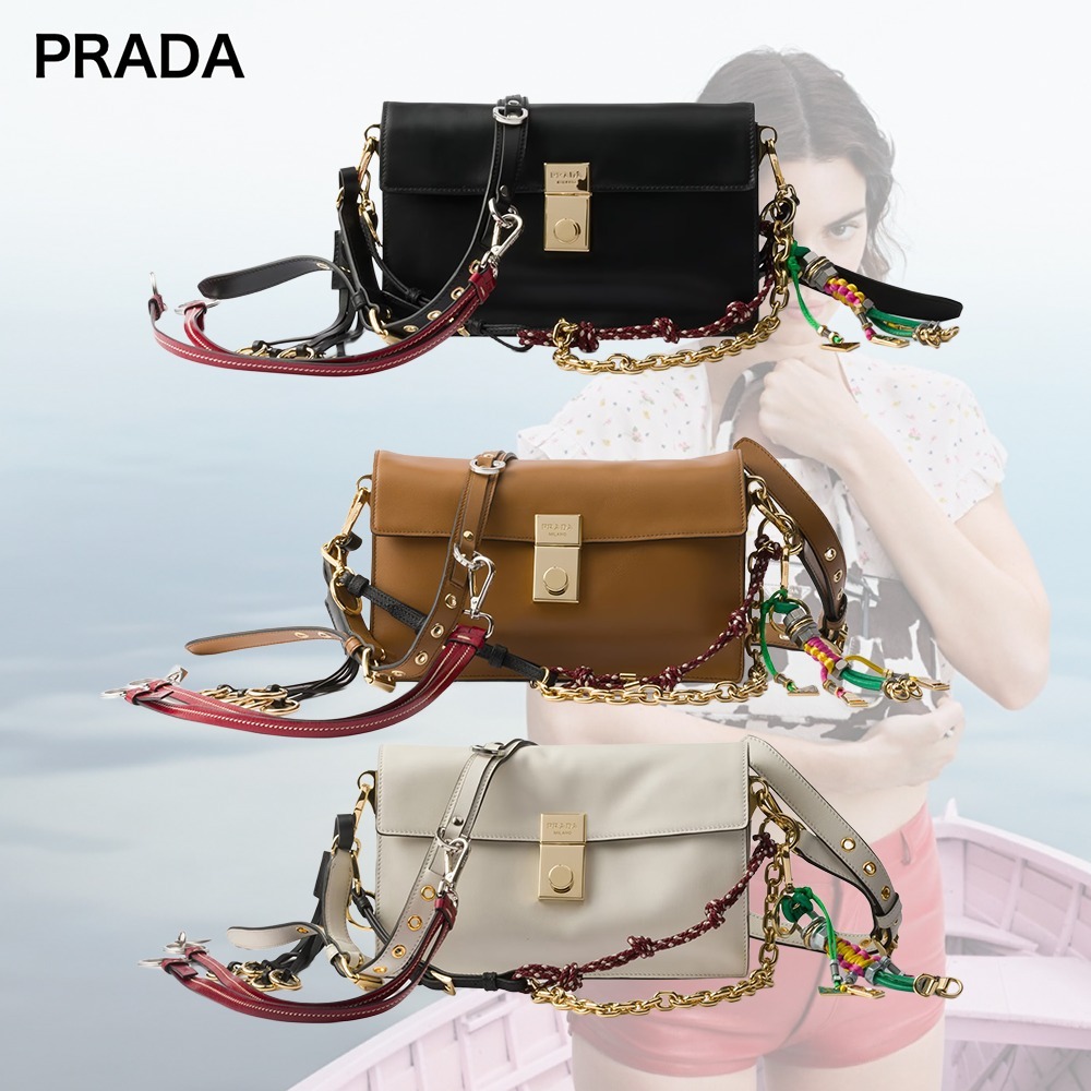 PRADA ソフトサウンド スモール レザー ショルダーバッグ 3色