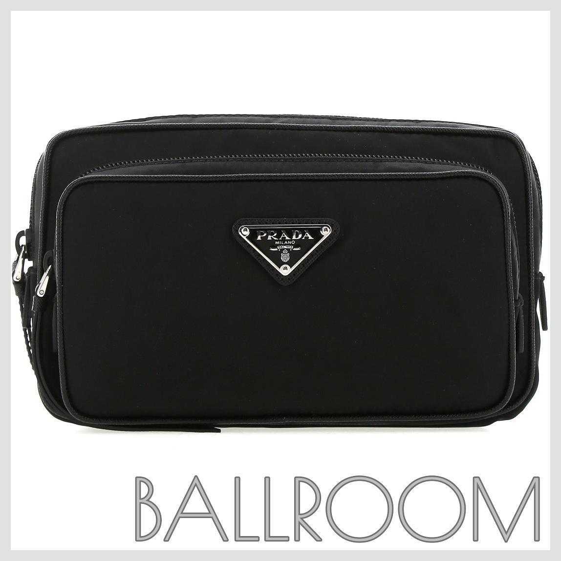 ショルダーバッグ・ポシェット PRADA BLACK RE-NYLON BELT BAG