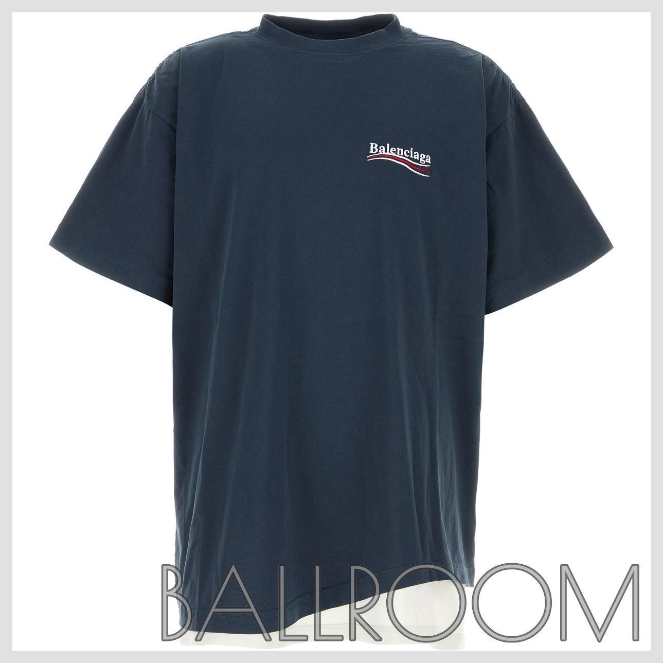 Tシャツ・カットソー BALENCIAGA BLUE COTTON OVERSIZE T-SHIRT