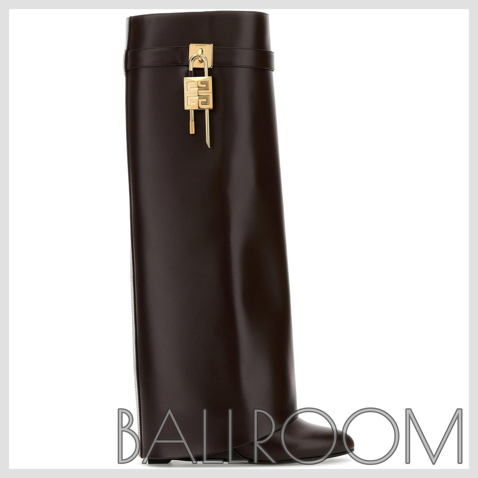 ブーツその他 GIVENCHY BROWN LEATHER SHARK LOCK BOOTS