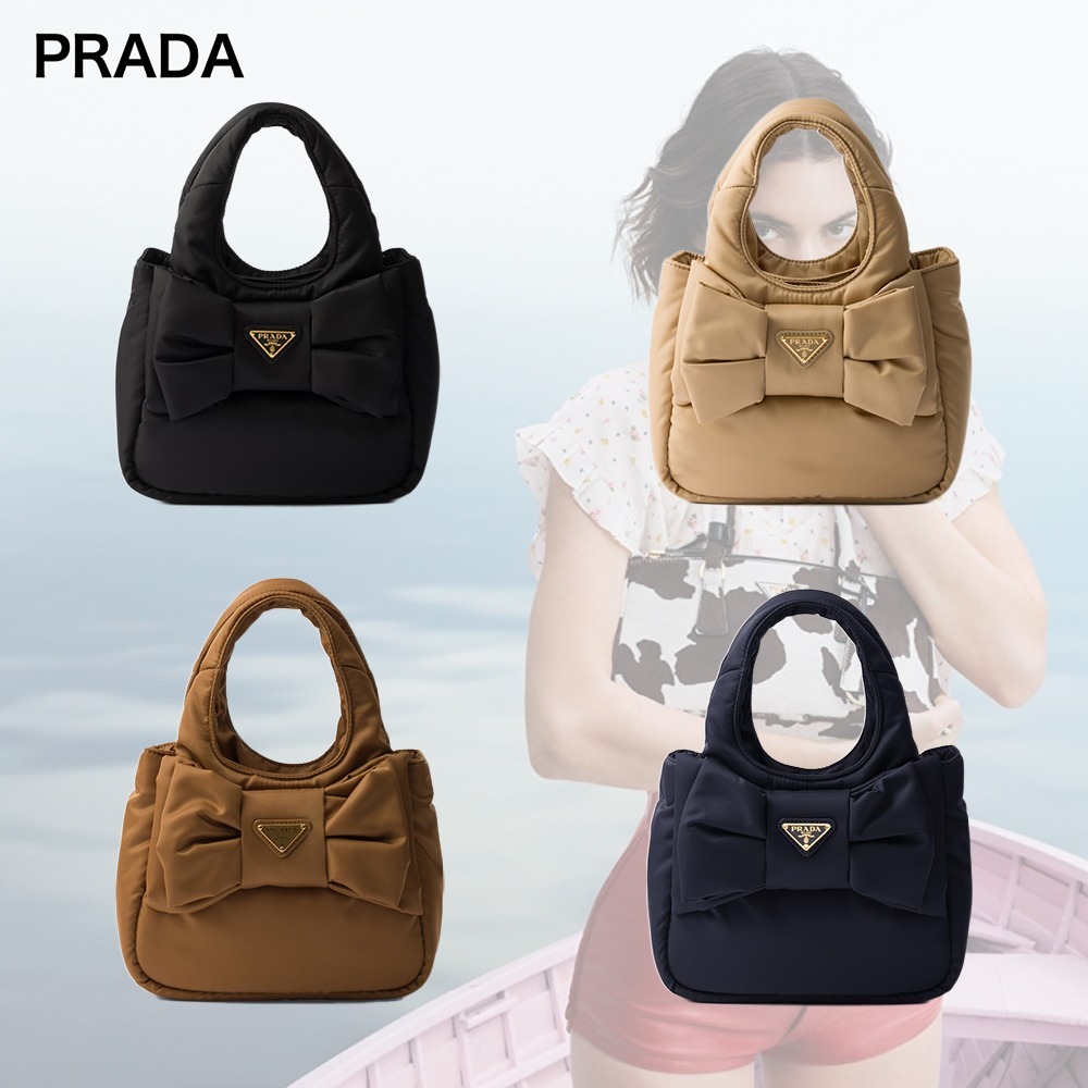 【希少】PRADA リボン付き パッド入り Re-Nylon ミニバッグ 4色