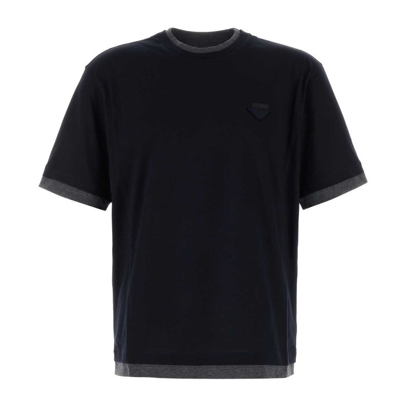 Tシャツ・カットソー PRADA Midnight blue cotton t-shirt (UJN912SWMO11CD F095J)
