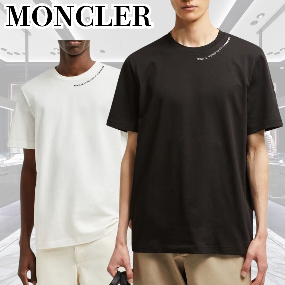 新作★MONCLER*シックな感性際立つ*エンボスロゴコットンTシャツ