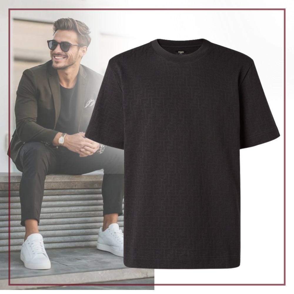 【洗練をまとう男】FENDI コットン ジャガード Tシャツ ブラック