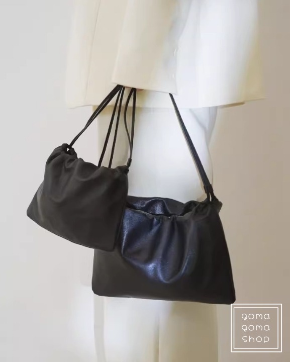 レザー ショルダー バッグ 2WAY 巾着 クロスボディ 通勤用
