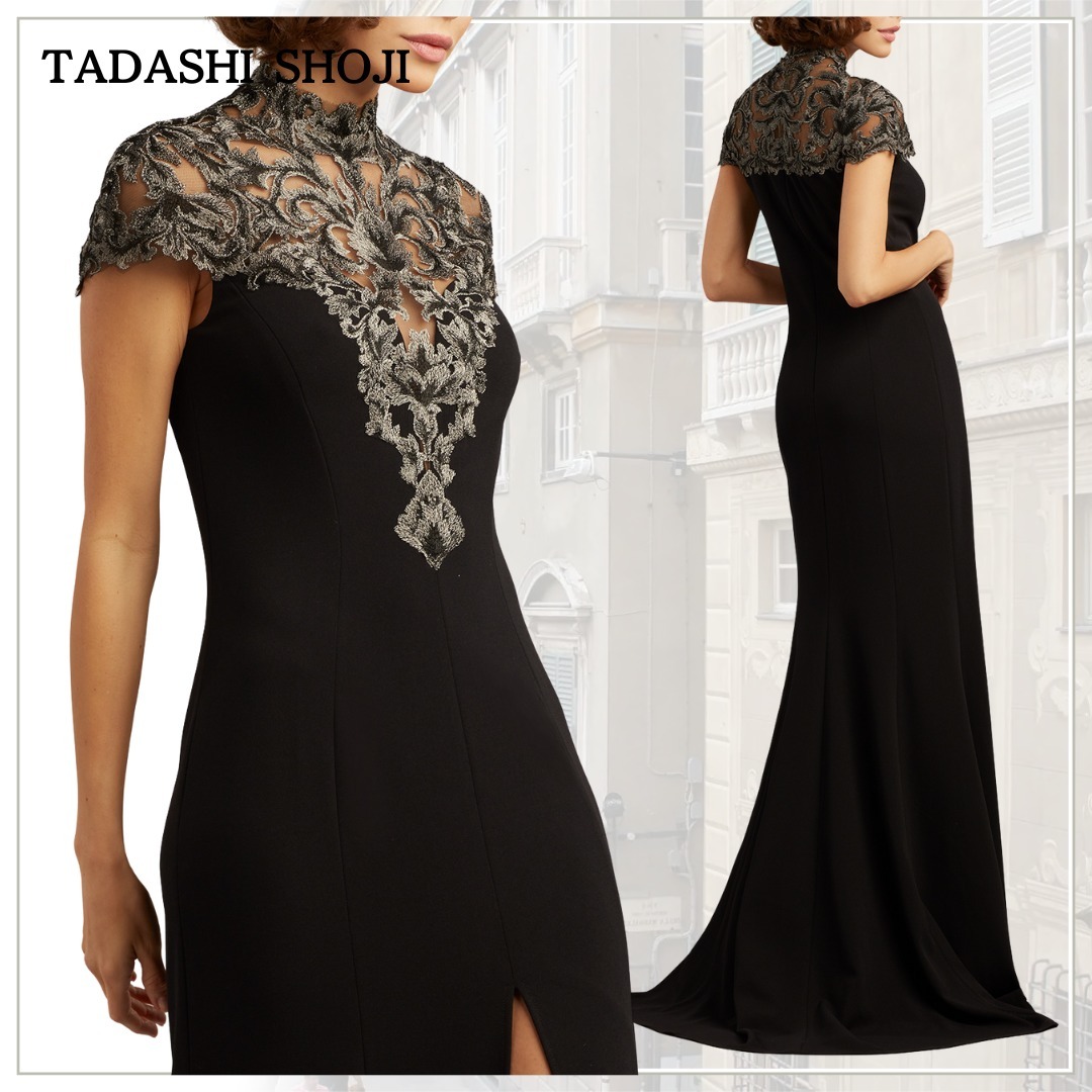 注目の的【TADASHI SHOJI】Crusade Embroidered Illusion Gown