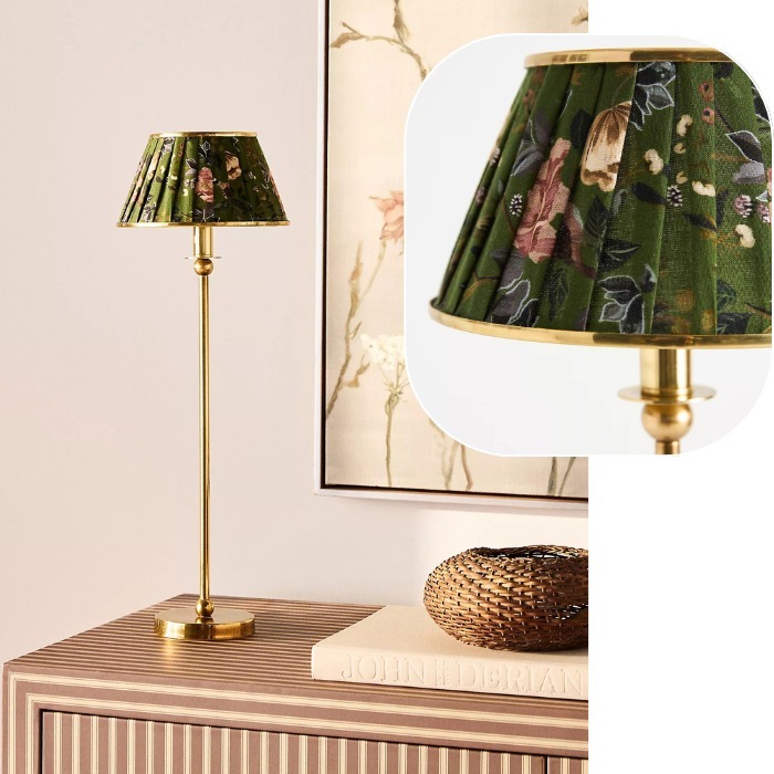 [Anthropologie] プリントシェード付 真鍮ベース テーブルランプ