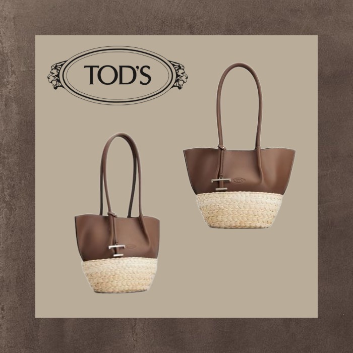 【関税込み】TOD'S ストロー＆レザー トートバッグ スモール