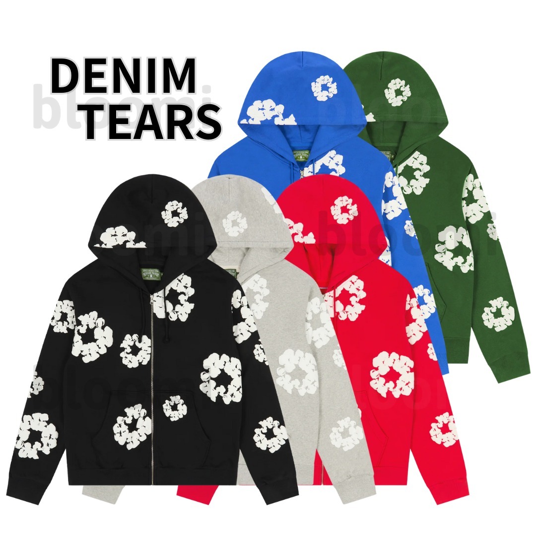 【DENIM TEARS】コットンリース刺繍ジップフーディ パーカー