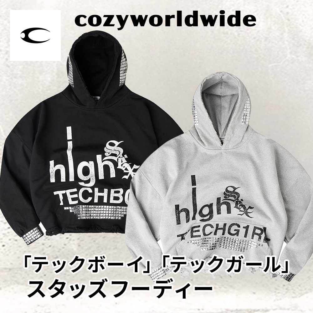 【COZY WORLDWIDE】「テックボーイ」スタッズフーディー