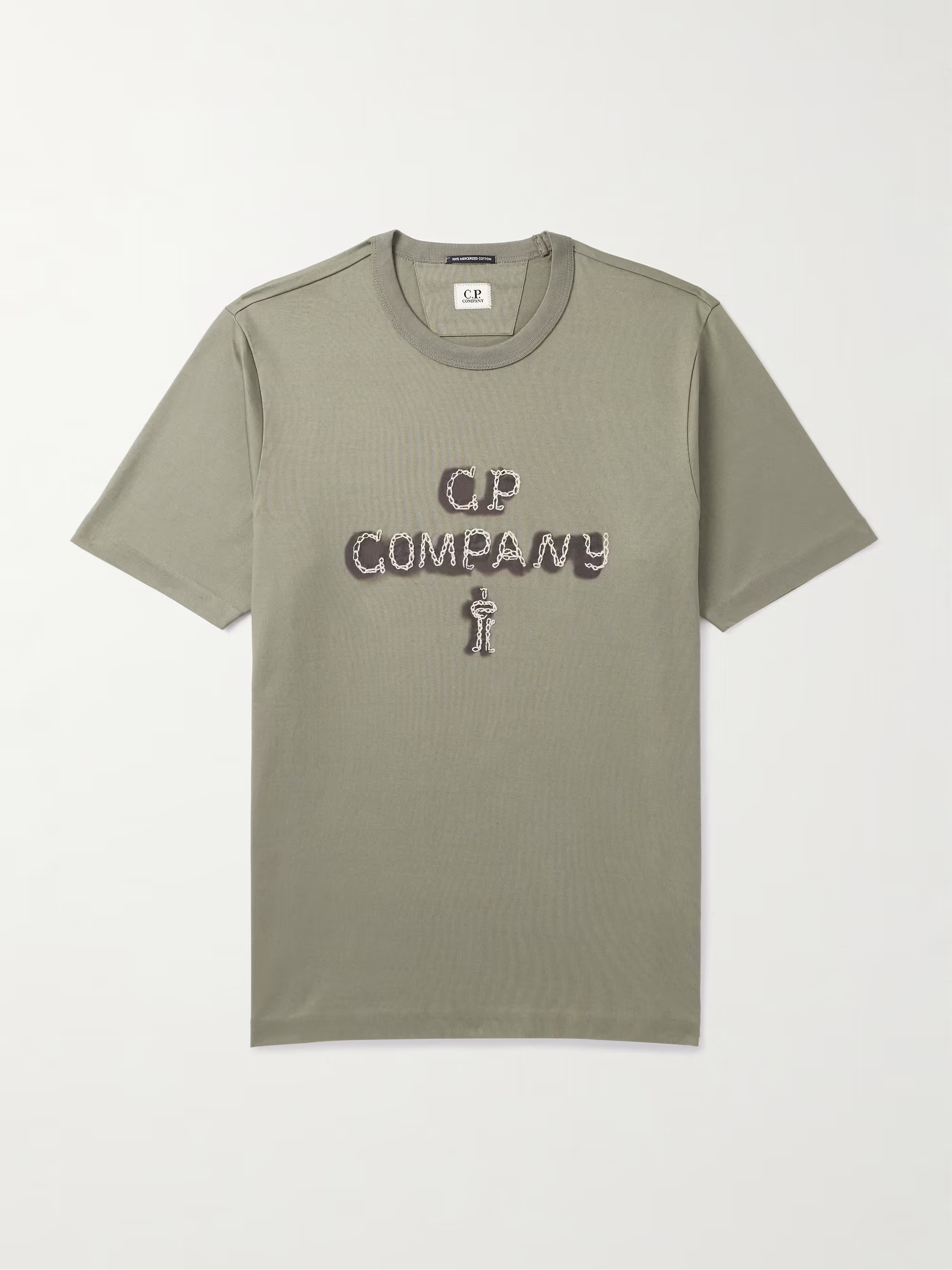 コットンジャージー Tシャツ ロゴ刺繍＆プリント入り δ