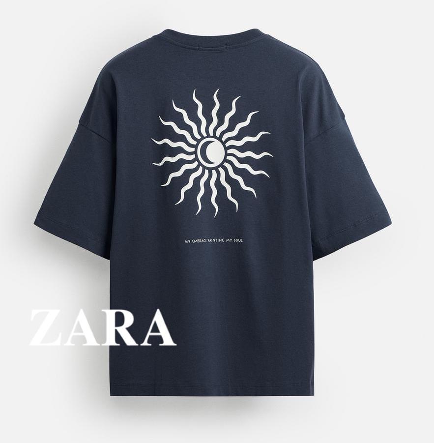 ★ドイツ発*ZARA*新作*SUNプリントTシャツ/BLUE★