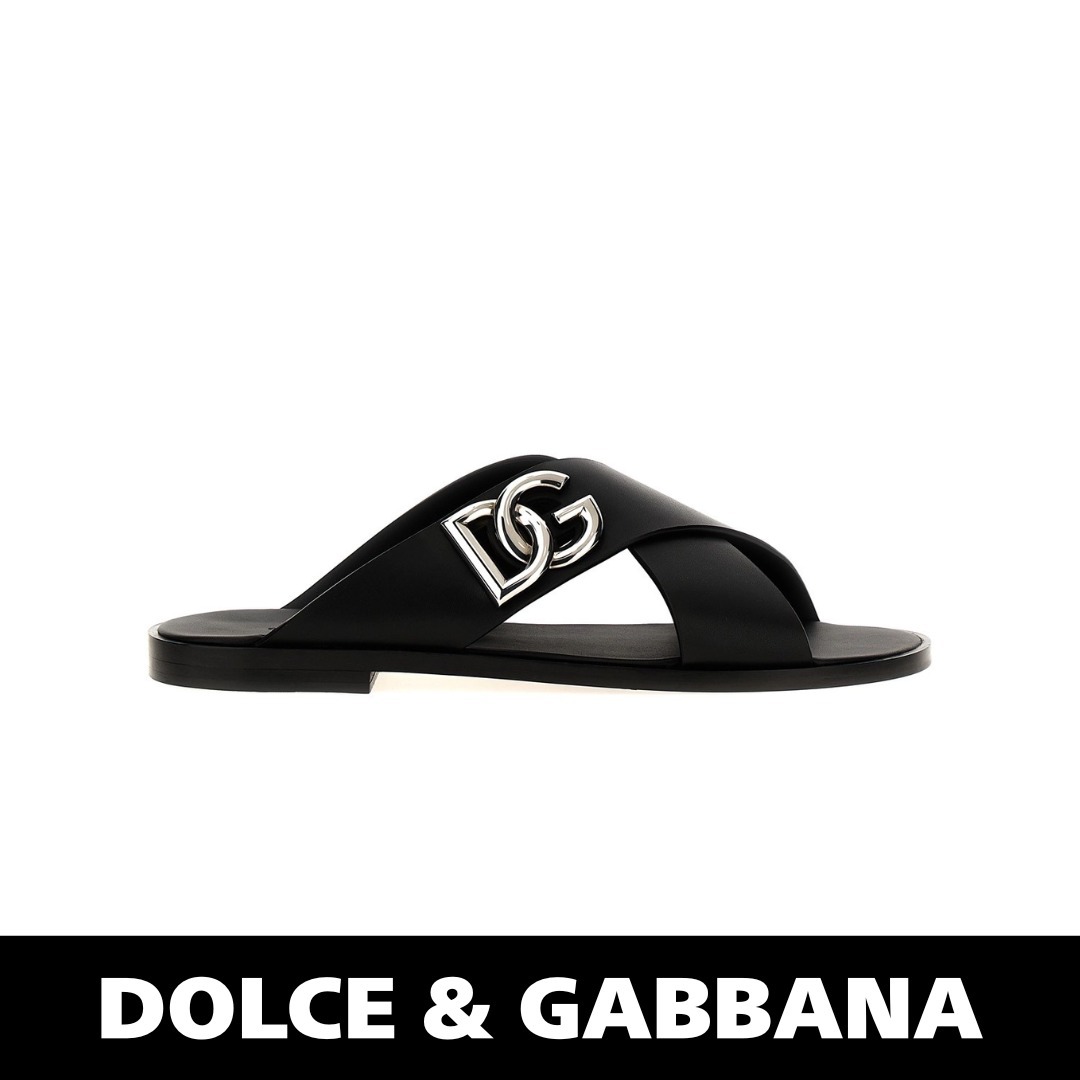 完売必須【税関/送料込】DOLCE & GABBANA ★ ロゴレザーサンダル