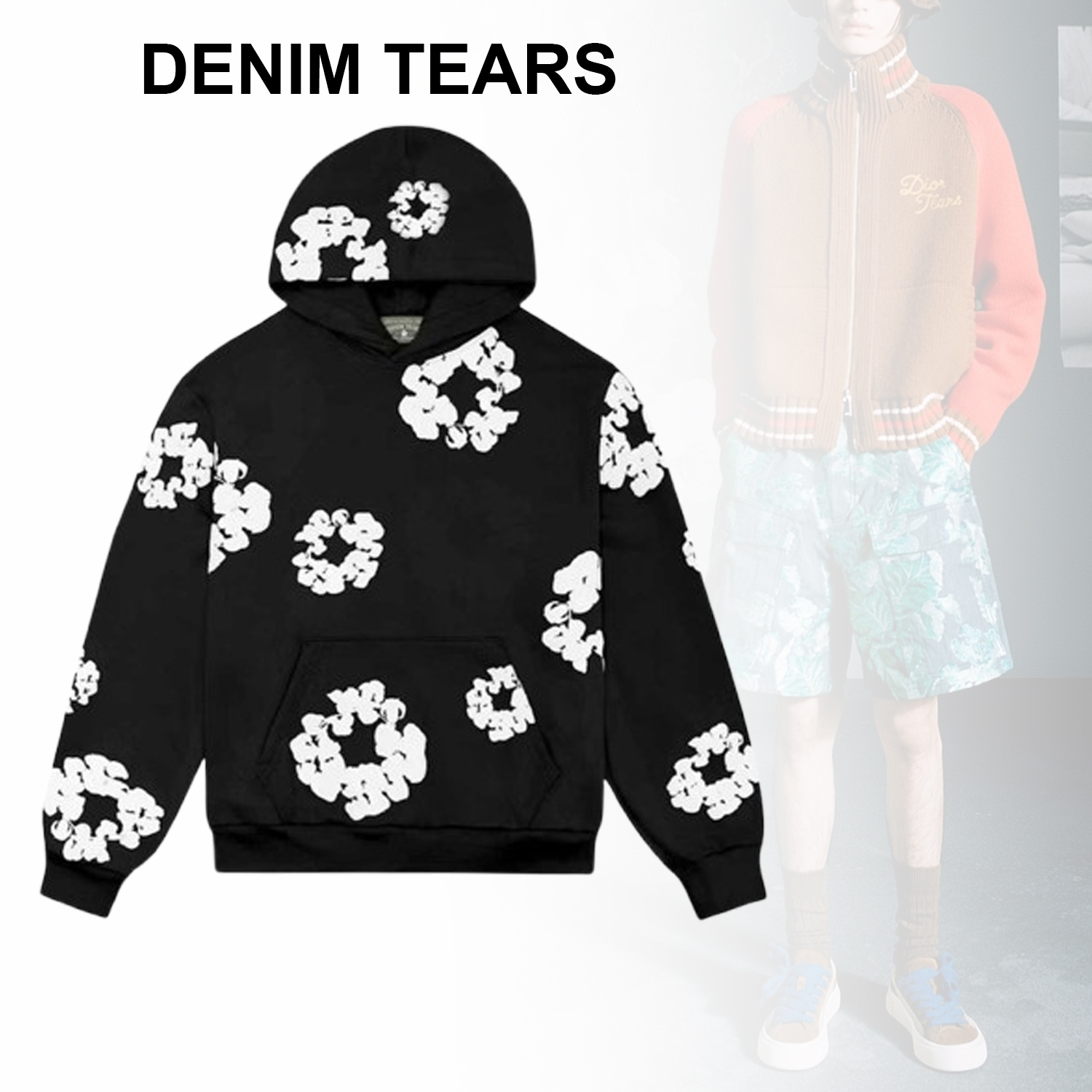 ◆DENIM TEARS コットン リース パーカー