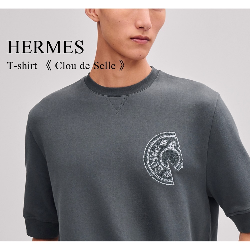 ◆サイズ豊富◆エルメス ラウンドTシャツ《クルー・ド・セル》