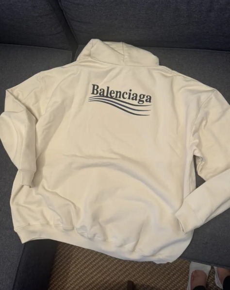 XXS★SALE★BALENCIAGA★人気ポリティカルロゴフーディベージュ
