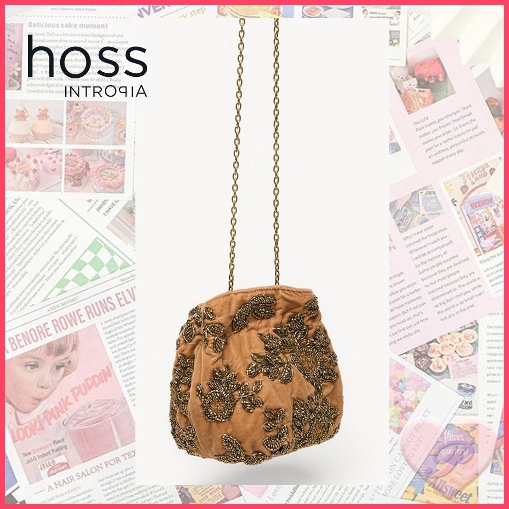 【hoss intropia】ビーズ装飾ベルベットバッグ