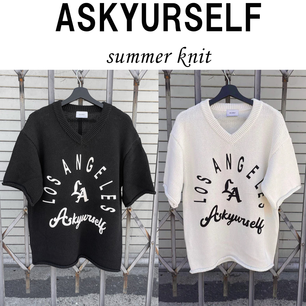 ASKYURSELF/WARM UP コットンニット ローゲージ Tシャツ